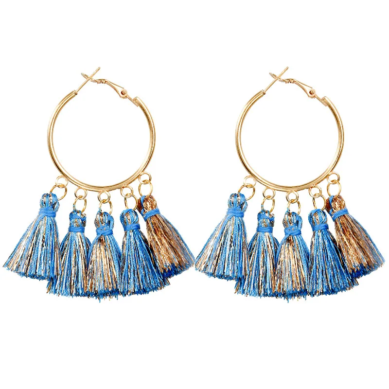 Популярные Длинные веерообразные цветные Винтажные серьги с кисточками