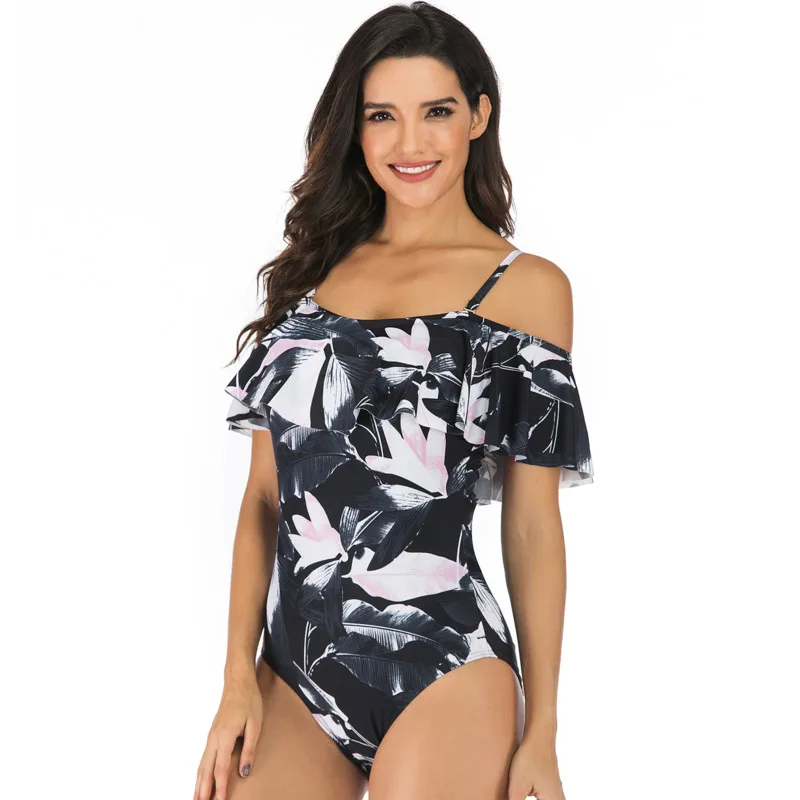 

2021 Print green Floral One Piece Swimsuit Swimwear Women Bathing Suit Retro Swimsuit Vintage Sexy One-piece Surfing Swim Suits