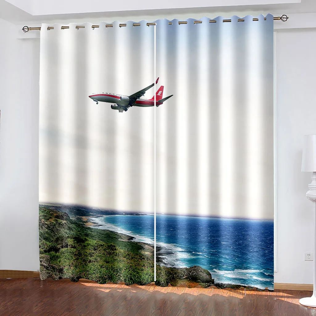

Airplane 3D Printing Window Curtains Modern Living Room Curtain for Bedroom Home Decor Blackout Curtains Curtain Living