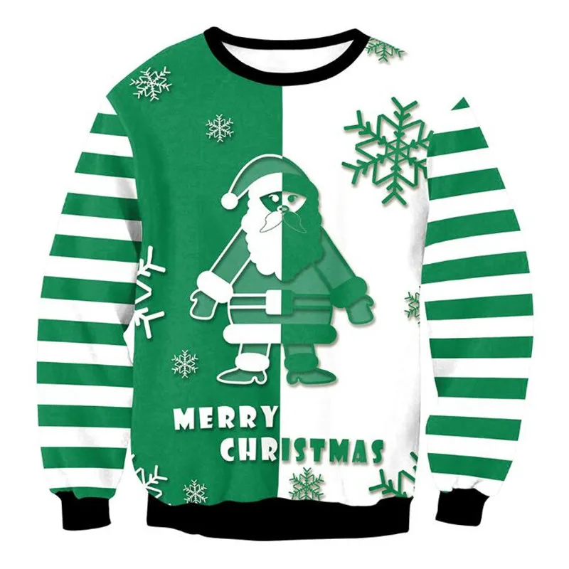 

Men Women Santa Snowflake Ugly Christmas Sweater Pullover Christmas Jumper 3D Funny Print Autumn Winter Crewneck Xmas Sweatshirt