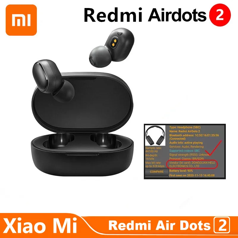 Новая версия беспроводных наушников Xiaomi Redmi AirDots 2 Mi True базовые наушники TWS с