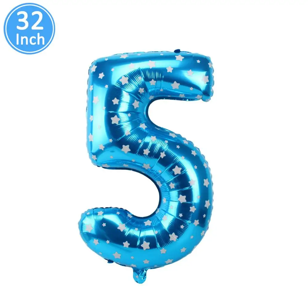 5 birthday Синий баннер с днем рождения, воздушные шары, украшения для маленьких мальчиков и детей, праздничные принадлежности для взрослых, гирлянда, сувениры, первый 1, 2, 3, 4, 5, 6, 7, 8, 9, 10 - Цвет: 5 birthday