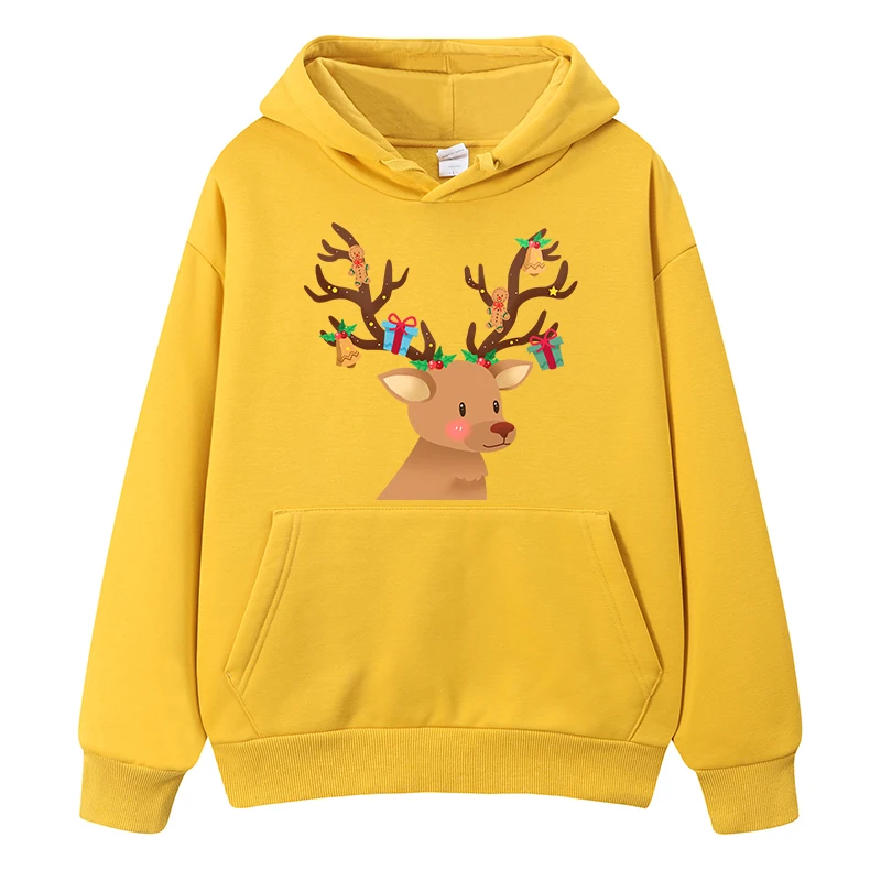 Women's Jacket Casual Hoodies Female Streetwear Christmas Hoodie Print Long Sleeve Hooded Sweatshirt Top Pullover Woman Clothes