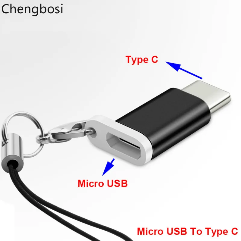 aluminium alloy micro usb to type c adapter converter connector for phone tablet with lanyard phone accessories for xiaomi free global shipping