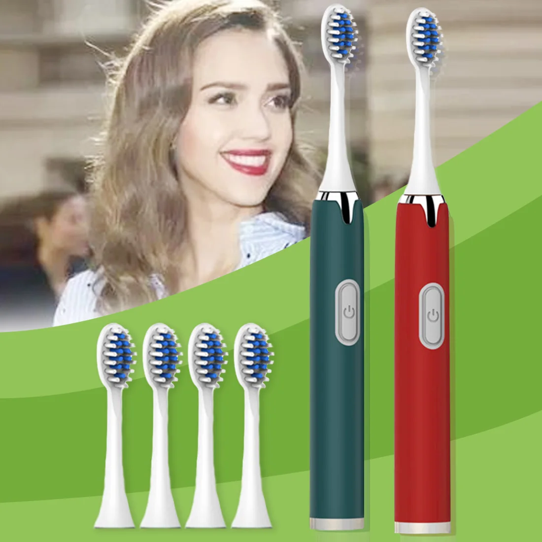 Ультразвуковая электрическая зубная щетка с 5 сменными головками