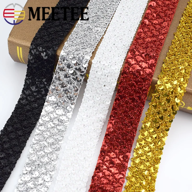 Ленты кружевные с блестками золотистые/серебристые 34 мм 5/25 м|Кружево| |