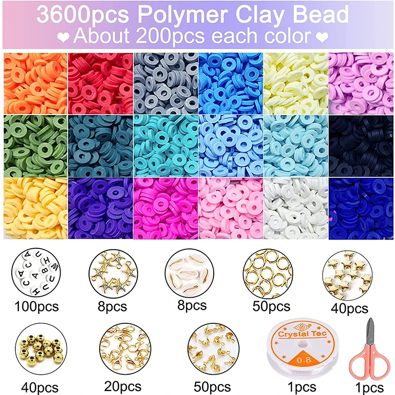 

18Color Polymer Clay Soft Pottery Choker Mixed Letter Acrylic Round Flat Beads For Jewelry Making Handmade DIY Bracelet Necklace