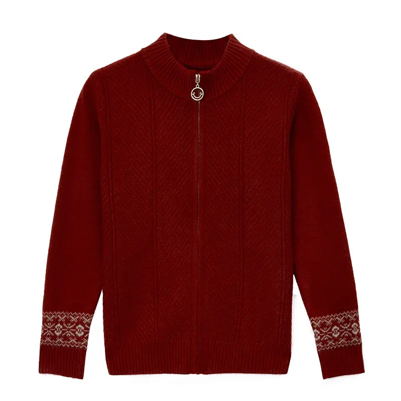 

YISU Women clothing Autumn Casual Cardigan for women Half high collar Solid color Long sleeve Loose zipper Knitted Cardigan
