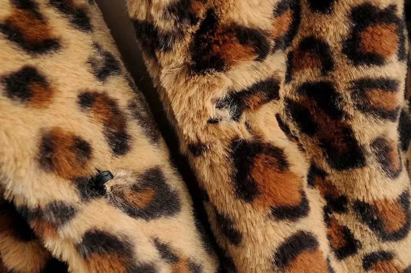Новые плотные женские леопардовые пальто средней длины Тедди пальто тонкие повседневные однотонные куртки женская теплая зимняя верхняя одежда WWM1742