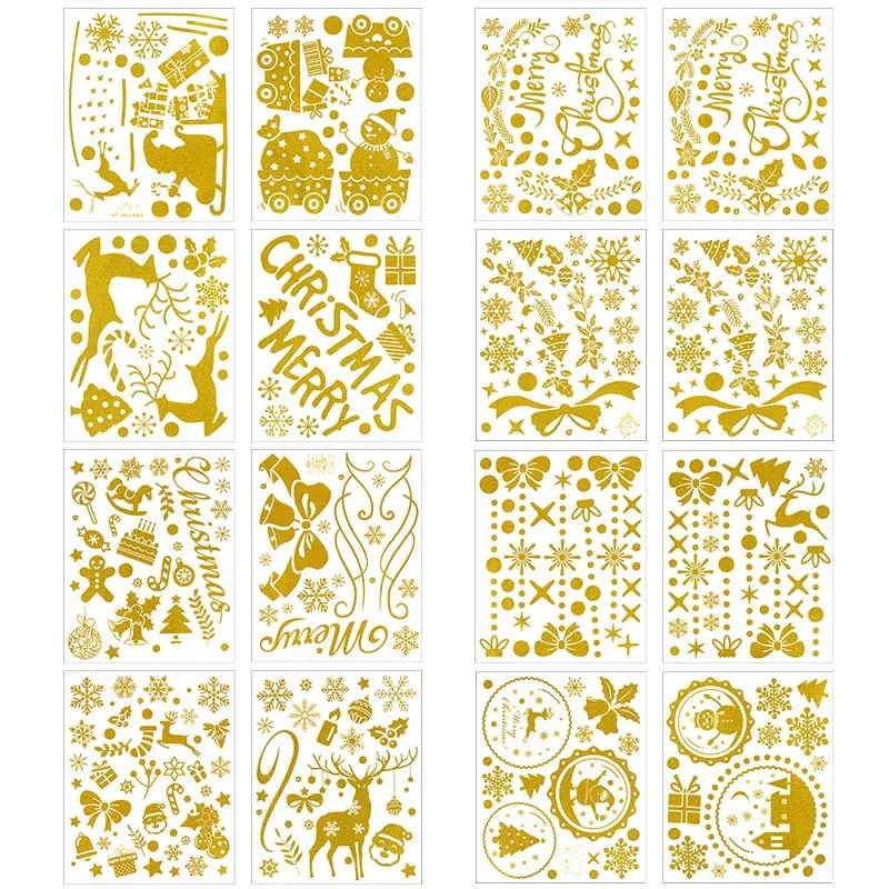 

Christmas Glitter Snowflake Window Sticker Electrostatic Wall Stickers Gold Silver Snowflake Door Glass Decal New Year Wallpaper