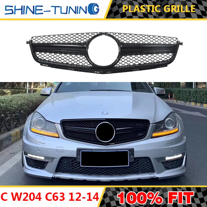 Frong grill подходит для mercedes C class real W204 C63 amg только настоящих c63 2012 2014|Гоночные решетки|