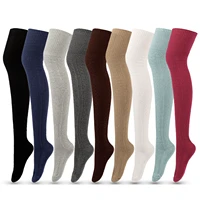 new style striped solid color stockings holiday party trend womens socks party clothing cotton knitted over the knee socks