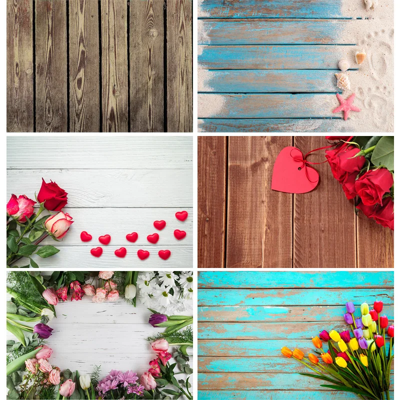 

SHENGYONGBAO Vinyl Custom Photography Backdrops Prop Christmas Flower Wooden Planks Theme Photography Background 200901MB-04