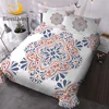 BlessLiving Ethnic Bed Set Floral Vintage Duvet Cover Set Paisley Blue Orange Bedclothes Flower Classic Luxury Bedding Cover 1