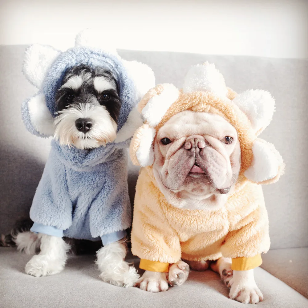 

New Pet Clothes Dog Flower Pink Sweater French Bulldog Clothes Sun Flower Clothes Puppy Double-Faced Fleece Warm Sweater