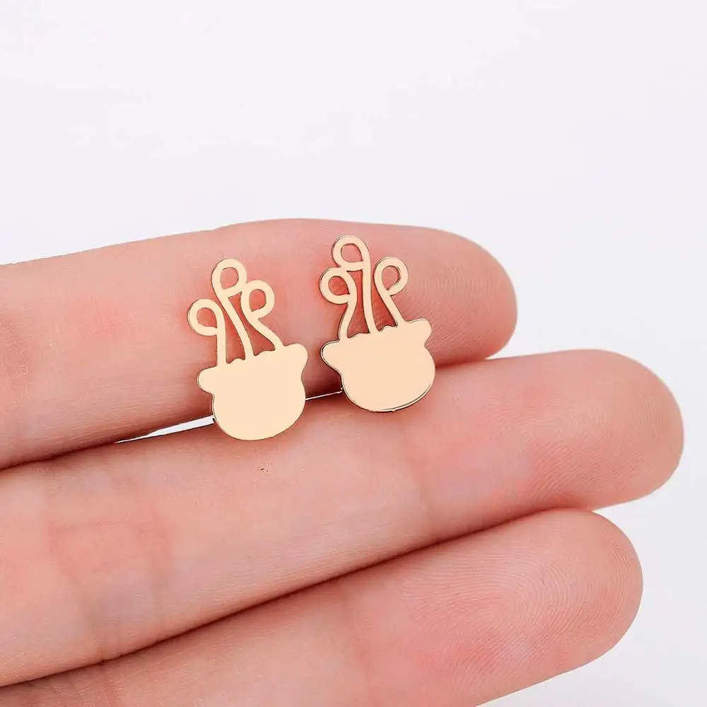 Чандлер 1 пара цветочных корзин серьги гвоздики в виде горшка уникальные золотые