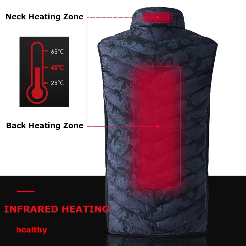 Electric Heated Vest Men Heating Waistcoat Fashion Camouflage Print Padded Thermal Warm Outdoor Jacket Winter USB Heater Gilet | Мужская