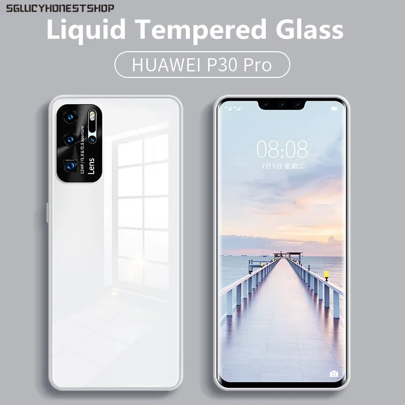 

Original Liquid Tempered Glass Case For HuaWei P30 Pro P40 Pro Mate 30 Pro Nova 8 SE Pro Cover Metal Lens Protection Glass Case