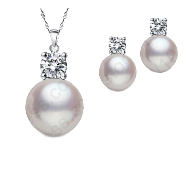 Комплект из колье и серёг серебра 925 пробы|pearl earrings necklace|earrings necklacewedding jewelry sets |