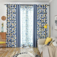 blue yellow plaid geometric design blackout curtains for living room kitchen stitched thick blinds drapes custom made