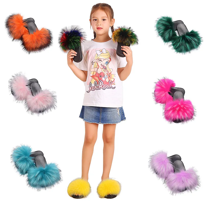 

Шлепанцы детские меховые, на плоской подошве, с ремешком, TTX22