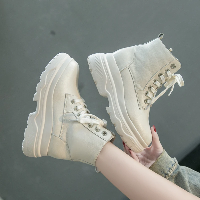 Размеры 35-39 ботинки на плоской платформе женская обувь осенние удобные martin