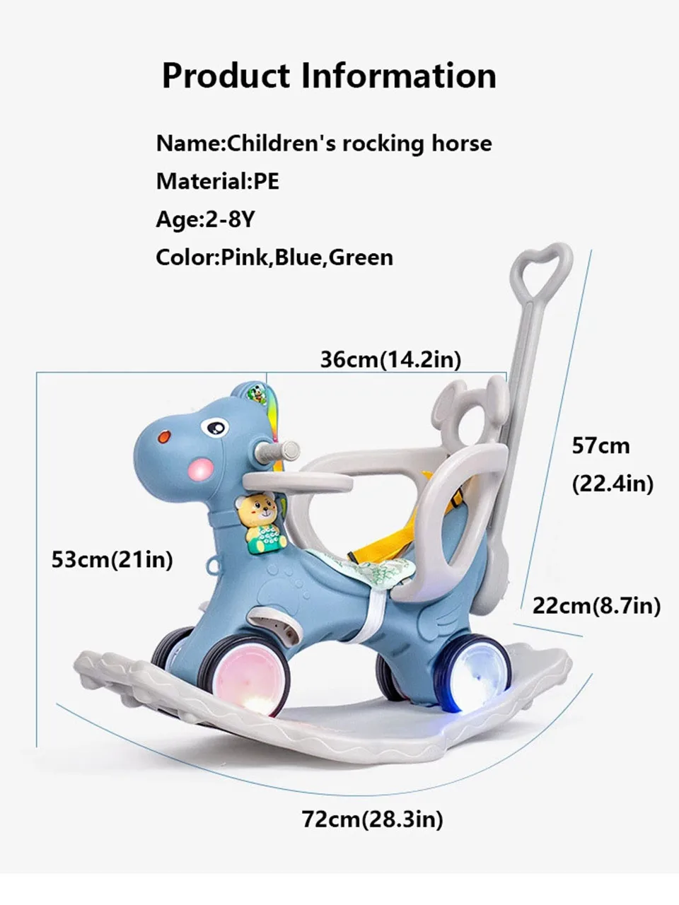 Дети Сияющие 2 в 1 животные качающиеся лошади Детские лошади Stroller1-6Y многофункциональные кресла-качалки Троянские игрушки для детского подарка