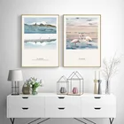 Картина на холсте с изображением лодки, птиц, морского пляжа, океана, чайки, снега, горы, пейзаж природы, Настенная картина для дома
