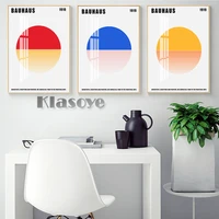bauhaus graphic design exhibition poster geometry abstract art prints wall hanging stickers minimalist home decor modernist gift
