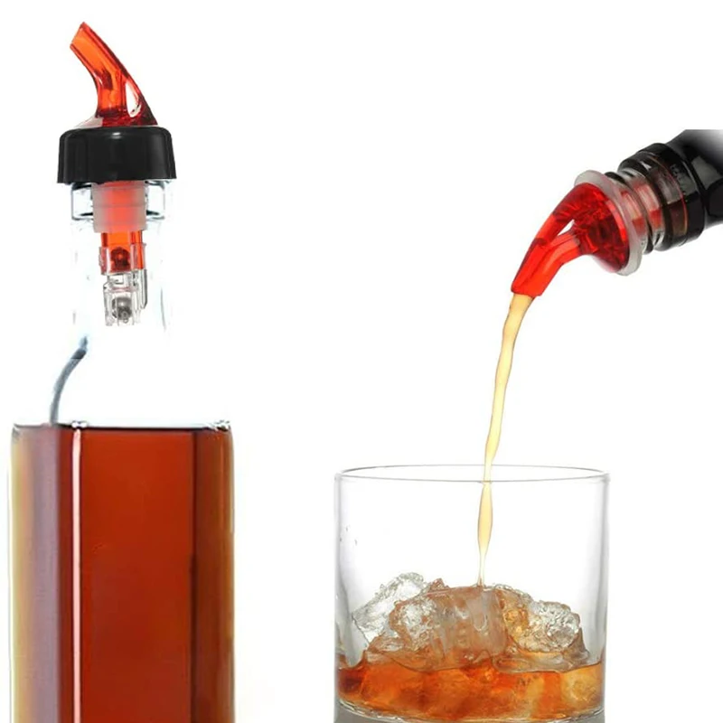 

6pcs Quantitative Wine Pourer Kitchen Supplies Spouts Bottle Pourer (3Transparent And 3 Red) XH8Z