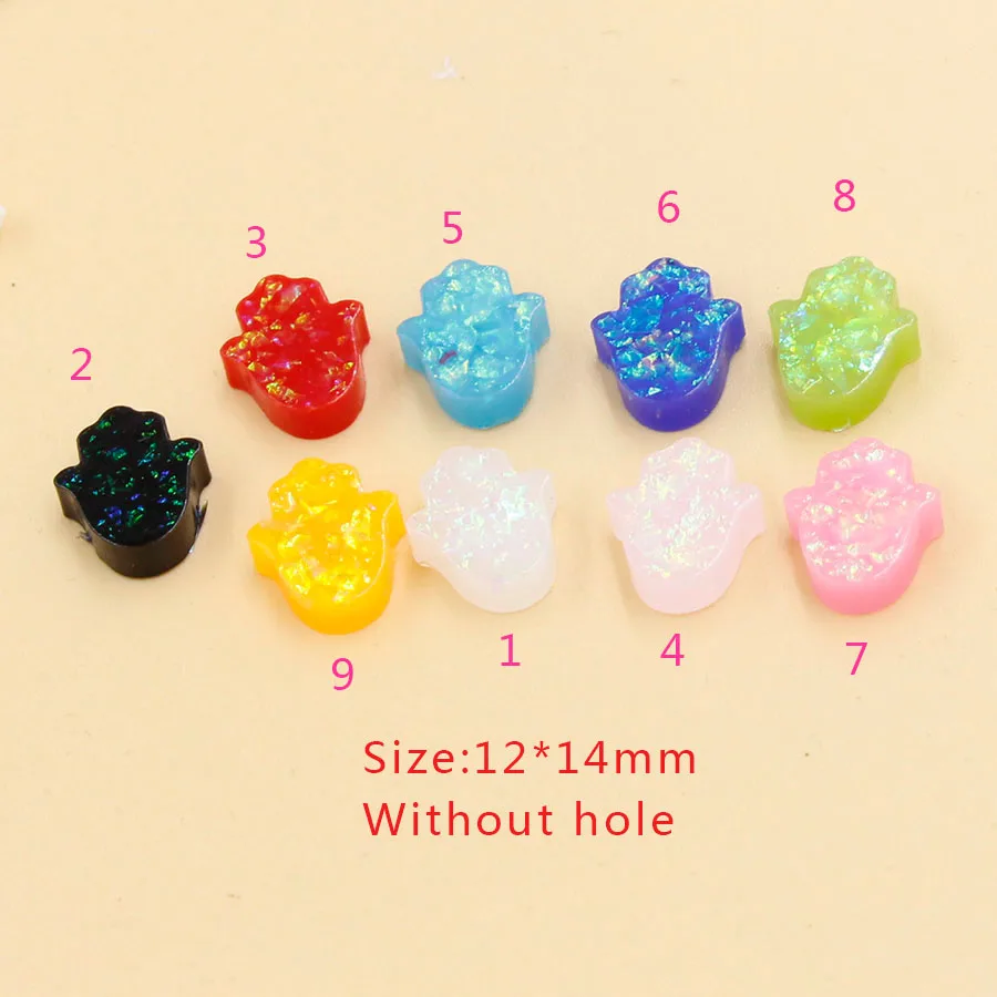 

9 Color Synthetic Opal Hamsa Hand Shape Opal Charm for Earrings Jewelry Making Without Hole 12*14mm 20Piece/lot