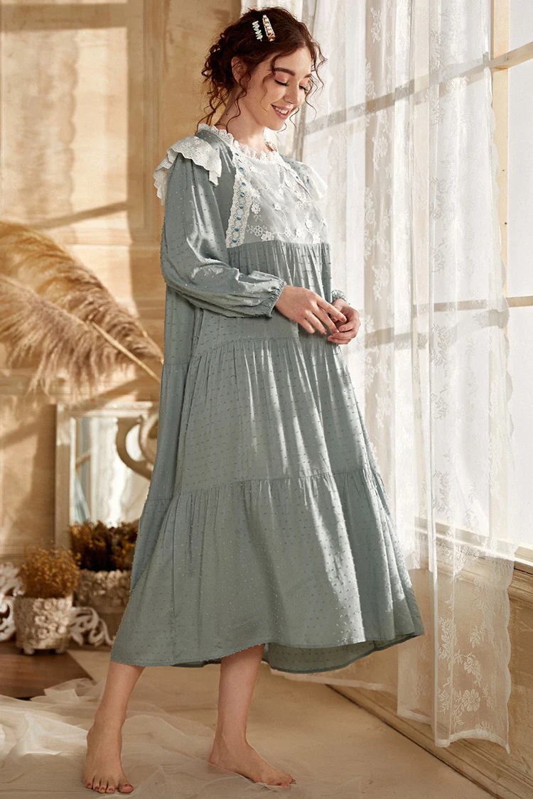 

Nightgown Women Cotton Sleepwear Romantic Nightdress Muslim Nightgown