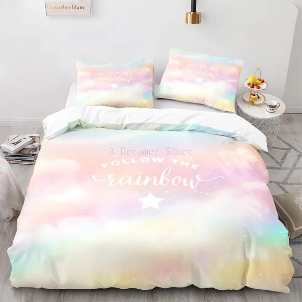 

Colorful Rainbow Bedding Set Single Twin Full Queen King Size Rainbow Bed Set Children's Kid Bedroom Duvetcover Sets 3D Print