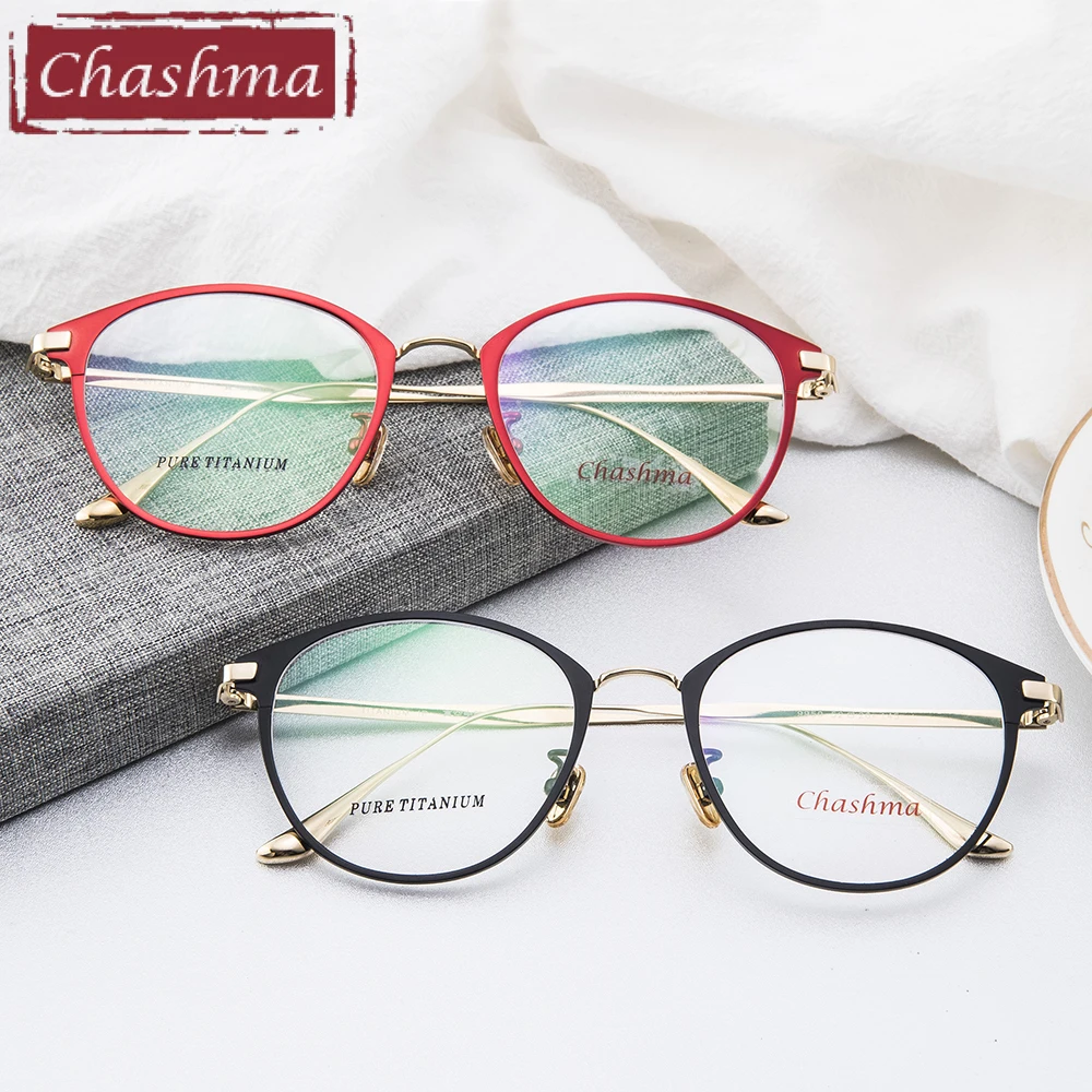 

Chashma Female Pure Titanium Frame Lentes Opticos Gafas Top Quality Super Light Eyeglasses Women and Men