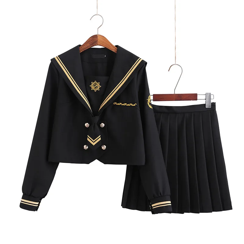 

Japanese Jk Costum Sailor Suit Lady Cosplay College Middle School Uniform Dress For Girls Students Anime Pleated Skirt