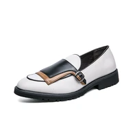 plus size38 48 mens pu black and white suture buckle decorative low heel comfortable fashion daily business casual shoes %d0%be%d0%b1%d1%83%d0%b2%d1%8c