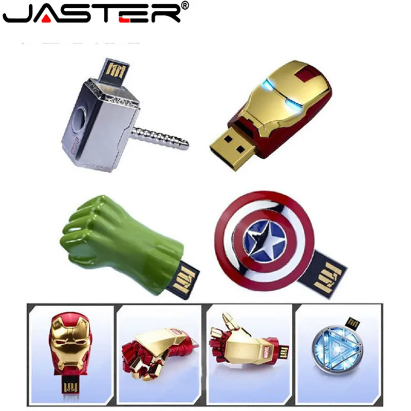 JASTER Cool Iron мужской ручной накопитель с красным светодиодный USB флеш-накопитель Симпсоны 4 ГБ 8 ГБ 16 ГБ 32 ГБ 64 Гб Флешка USB 2,0 Memoria Cle USB