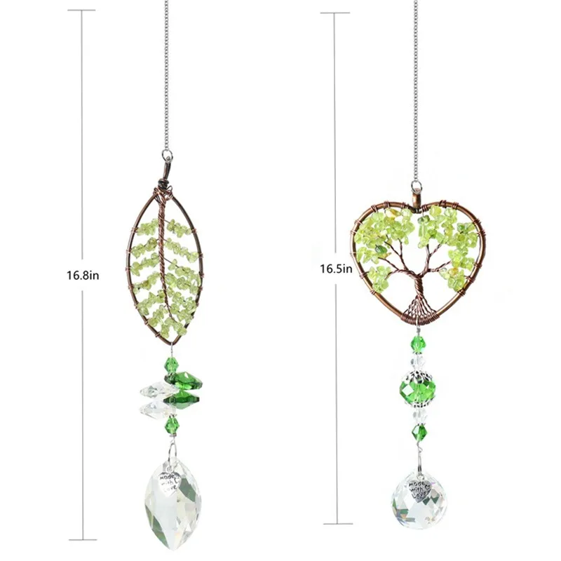 

Hanging Crystal Suncatcher Life Tree Stone Beads Prism Pendant Craft Chain Hanging Window Ornament Home Garden Decoration