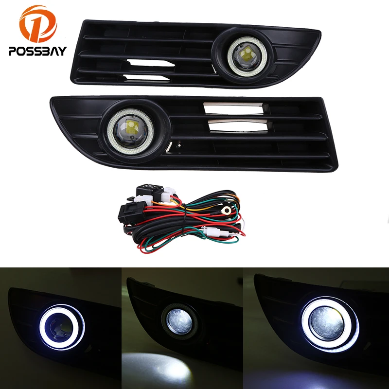 POSSBAY передний бампер решетка светодиодный глаза ангела фары Противотуманные для