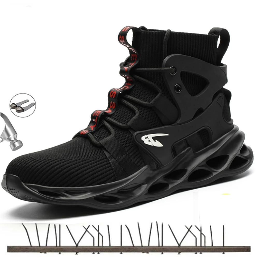 

Safety Shoes Steel Toe Cap For Men Black Anti-smashing Men's Sports Shoes Boots Breathable Industriales Hiking Boots Work Shoes