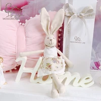 luxury cute rabbit girl hand made plush stuffed toys with clothes baby daytime play toys kawii cotton bunny cloth doll 32cm