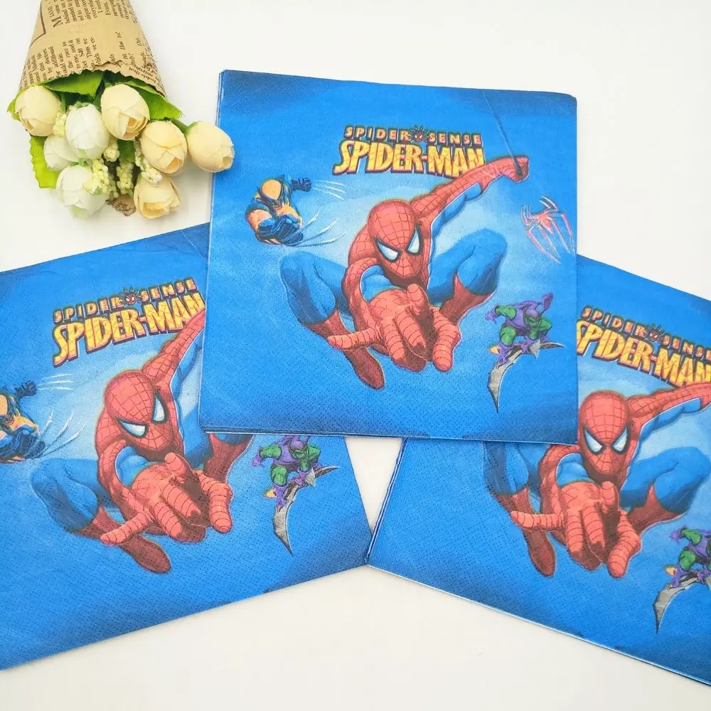 20 шт. милые вечерние бумажные салфетки с рисунком Человека паука для украшения