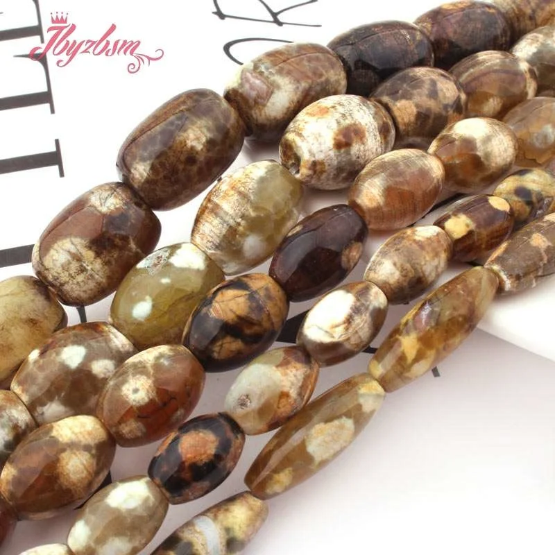 Olivary Brown Agates Natural Stone Loose Spacer Beads for DIY Accessories Women Men Necklace Bracelets Jewelry Making 15&quot | Украшения и