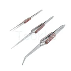 Пинцет Pro'sKit 1PK-119T с деревянной ручкой из нержавеющей стали, изогнутый Пинцет обратного действия, крестообразный Пинцет для пайки, прецизионные инструменты для ремонта