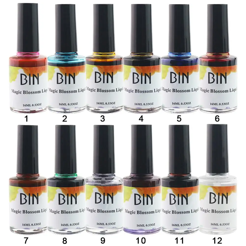 

16 мл волшебный цветение лак для ногтей Маникюр для растушевки комплект акварельные краски цветов Мрамор краситель Маникюр Nail Art акварель ногтей Цветущий