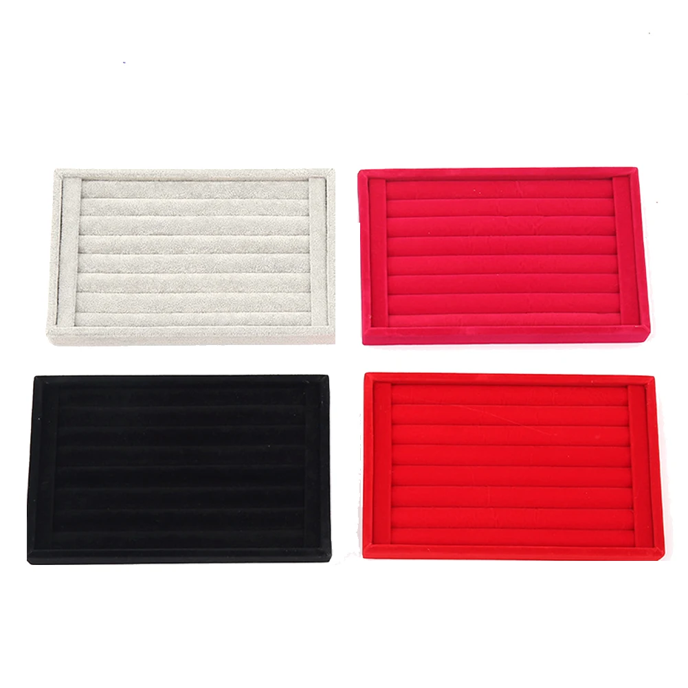 

7 Slots Fashion Portable Velvet Jewelry Ring Jewelry Display Organizer Box Tray Holder Earring Jewelry Storage Case Showcase