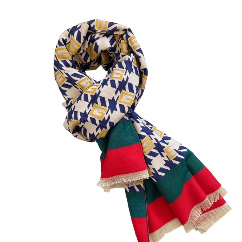 

Designer Luxury Brand Houndstooth Cashmere Scarf Travel Warm Wraps Long Pashmina Shawl Fashion Ladies Bandana Tassel Neckerchief