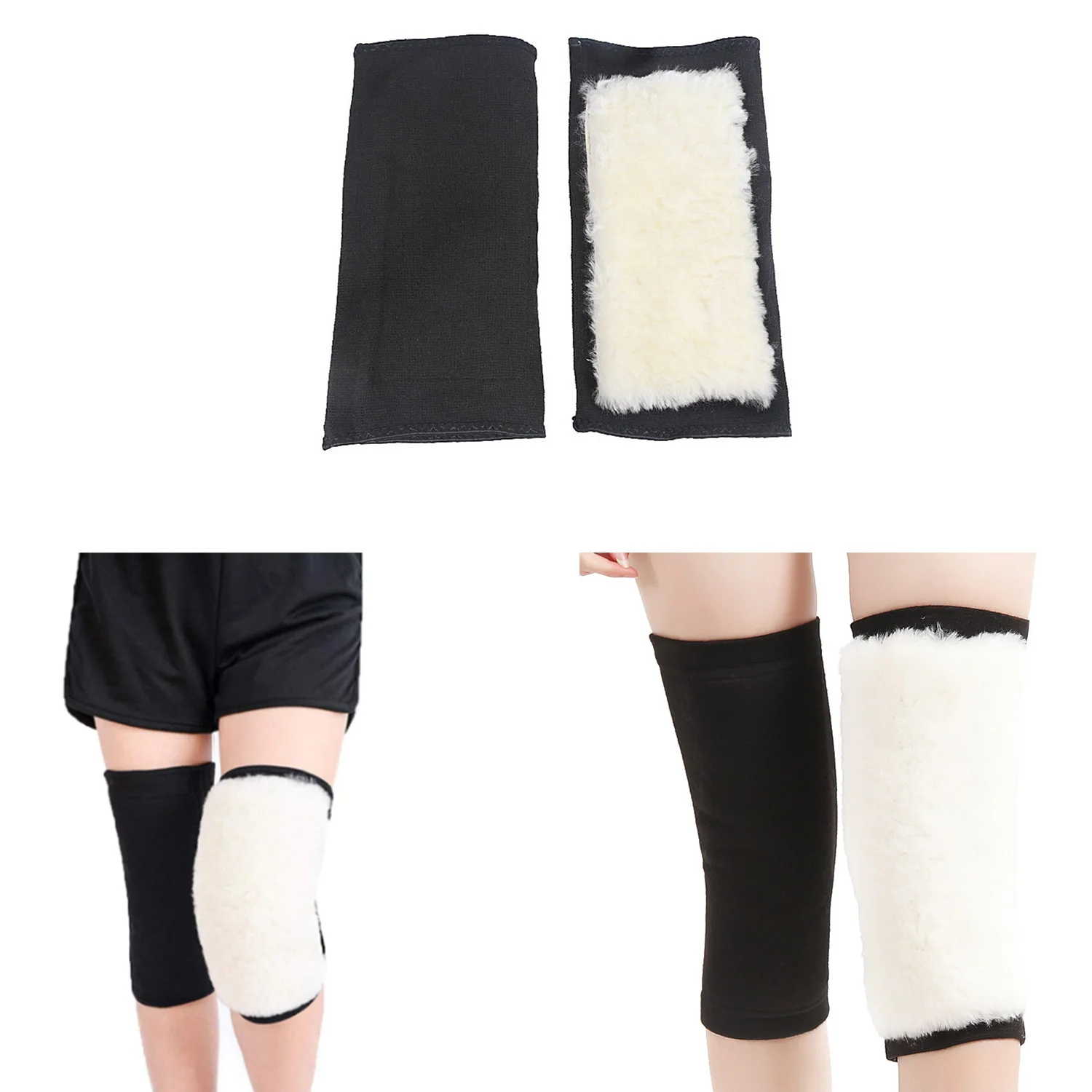 1 пара зимних тепловых уплотненных кашемировых наколенников теплых шерстяных