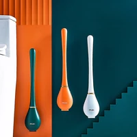 Silicone Brush Head Toilet Brush Bathroom Cleaning Brush Set Wall-Mounted Automatic Opening And Closing Dead Corner Wash