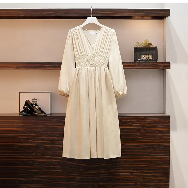 

Vintage Long Dress Women Elegant Evening Party V-neck High Waist Autumn Dresses Long Sleeve Elegant Ball Gown Vacation Dress